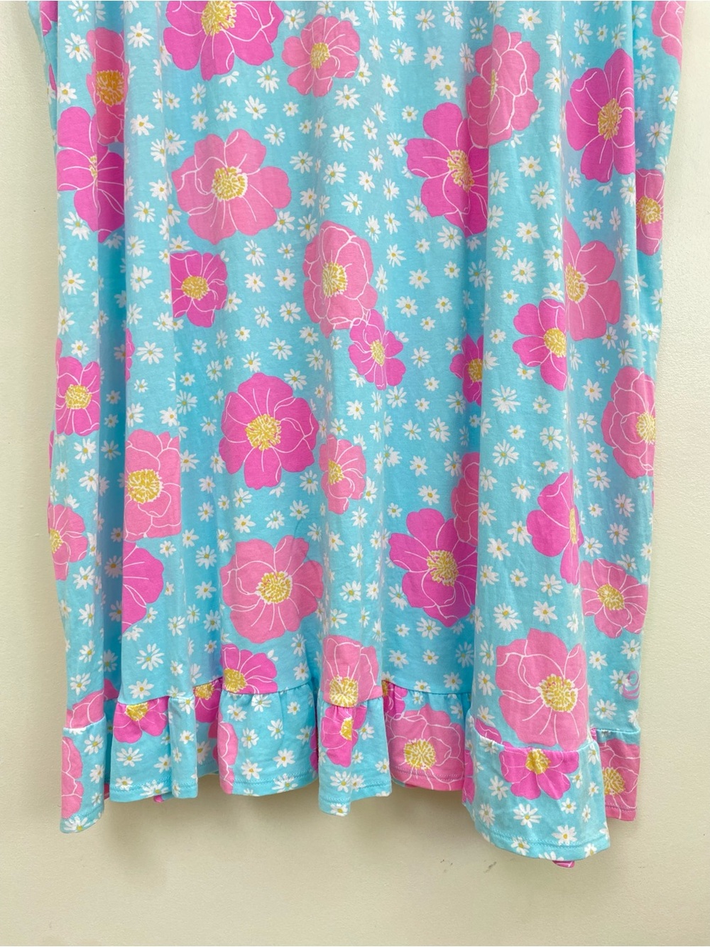 Cuddl Duds Nightgown 3X Plus Blue Pink Floral Ruffle Hem Sleeveless Sleep Dress - Picture 6 of 8
